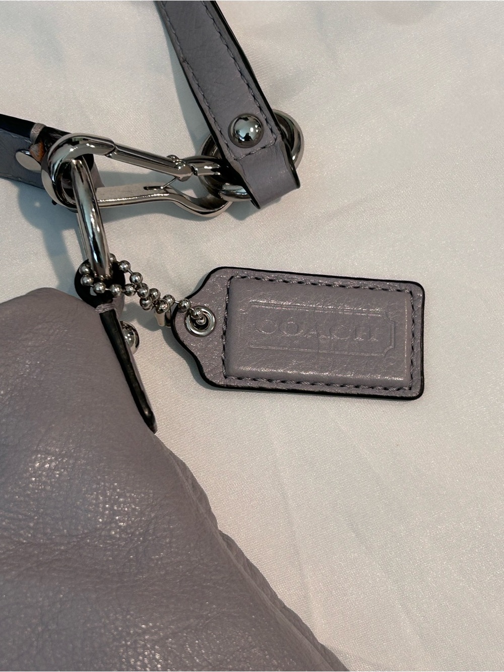 Coach Gray Pebbled Leather Shoulder Bag - Picture 8 of 13
